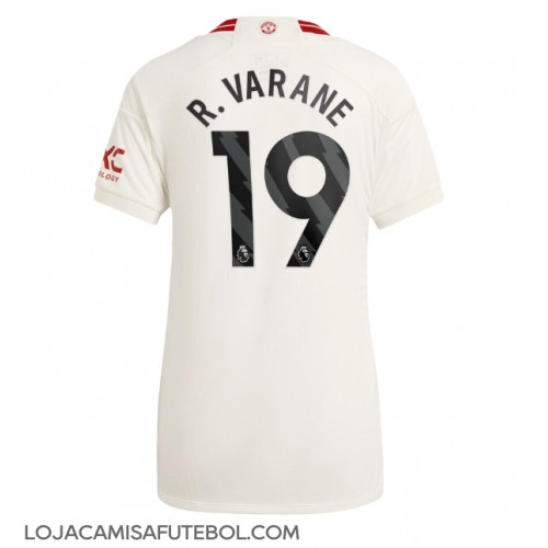 Camisa de Futebol Manchester United Raphael Varane #19 Equipamento Alternativo Mulheres 2023-24 Manga Curta